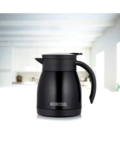 Borosil 500ML - Stainless Steel - Vacuum Insulated Teapot Flask, Black-1