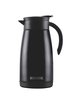 Borosil 1.0 L - Stainless Steel - Vacuum Insulated Teapot Flask, Black