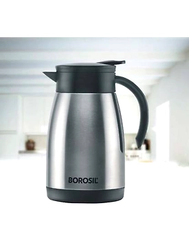Borosil 1.0 L - Stainless Steel - Vacuum Insulated Teapot Flask, Silver