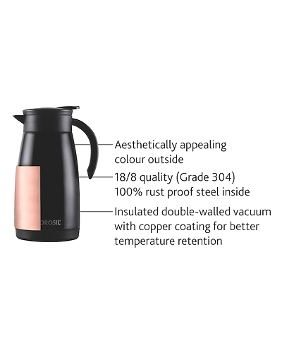 Borosil 1.5 L - Stainless Steel - Vacuum Insulated Teapot Flask, Black-Black-1