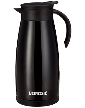 Borosil 1.5 L - Stainless Steel - Vacuum Insulated Teapot Flask, Black