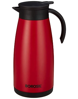 Borosil 1.5 L - Stainless Steel - Vacuum Insulated Teapot Flask, Red
