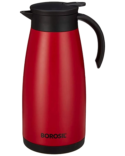 Borosil 1.5 L - Stainless Steel - Vacuum Insulated Teapot Flask, Red-STBSLKUA111