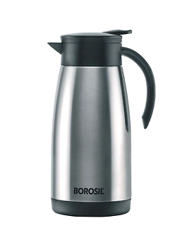Borosil 1.5 L - Stainless Steel - Vacuum Insulated Teapot Flask, Silver