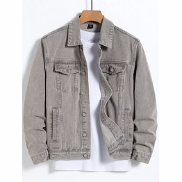 men grey denim jacket