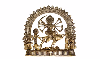 Handcrafted Decorative Dokra Durga Family 8 inch x 7inch