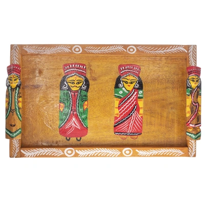 Handcrafted Decorative Wooden TRAY RAJA RANI MEDIUM