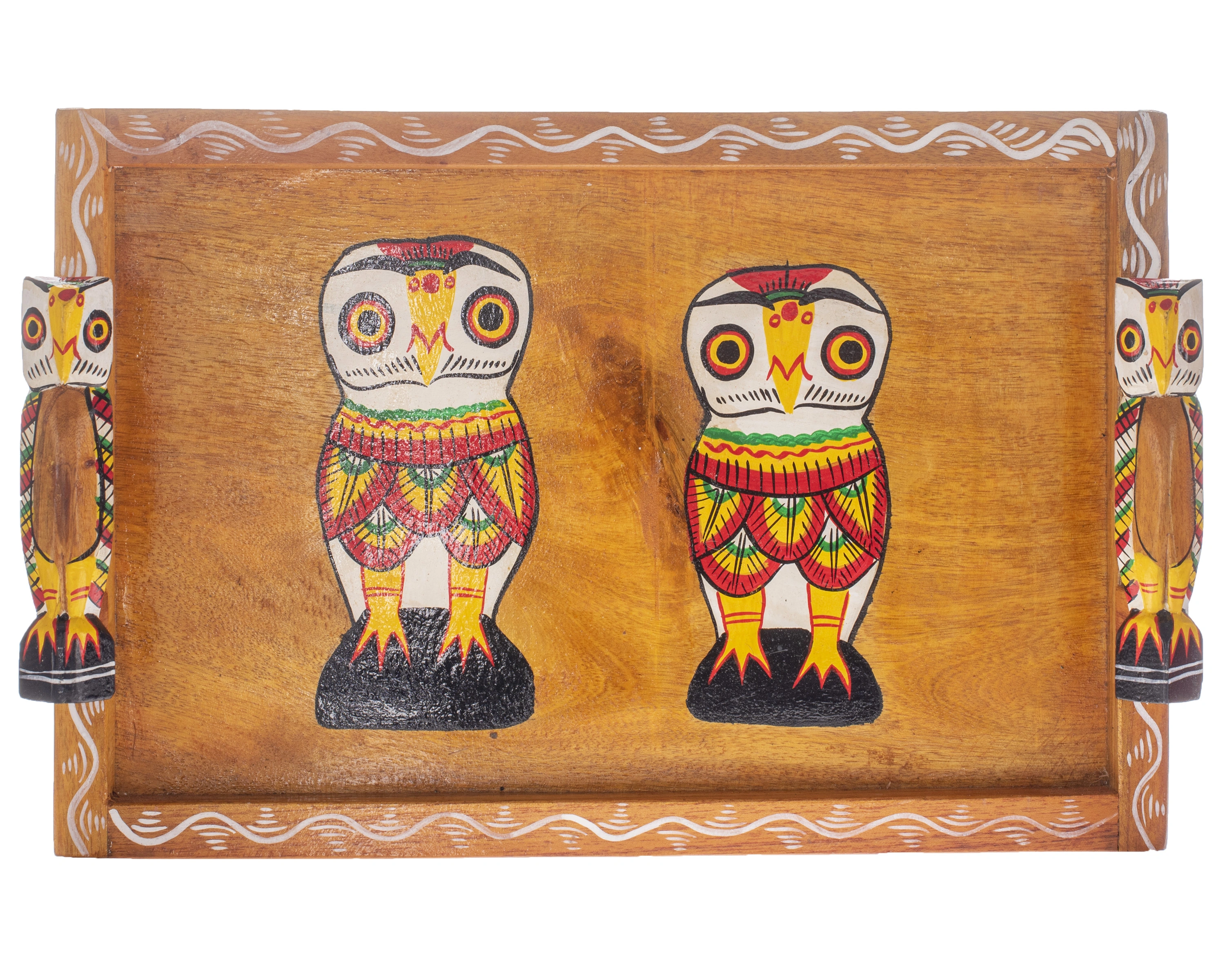 Handcrafted Decorative Wooden TRAY OWL MEDIUM-BHHCWOODTRAYOWLWM001