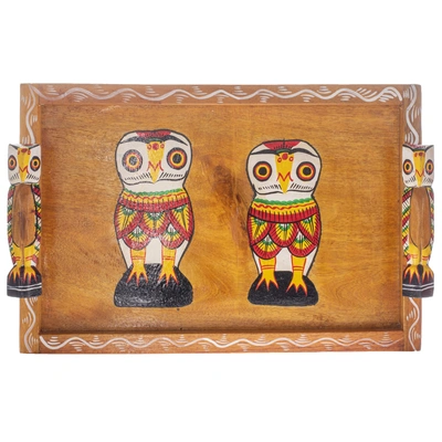 Handcrafted Decorative Wooden TRAY OWL MEDIUM