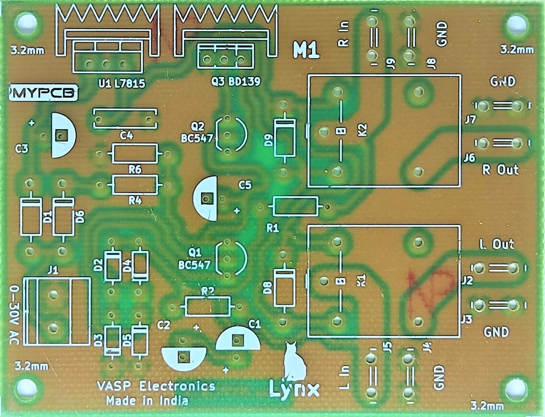 Speaker Protection Board Dual Channel using 12v Relay - PCB only-LYNX_PCB