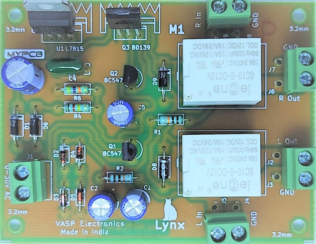 Speaker Protection Board Dual Channel using 12v Relay - Assembled Board-LYNX_PRO