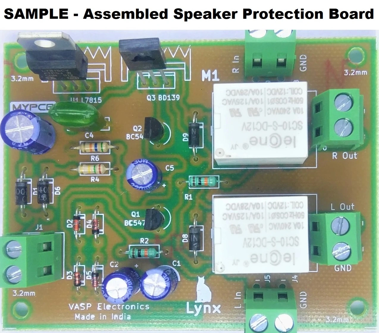 12v Stereo Speaker Protection Board 10 Ampere Dual Channel - Easy to Make Hobby Kit - New Version-1