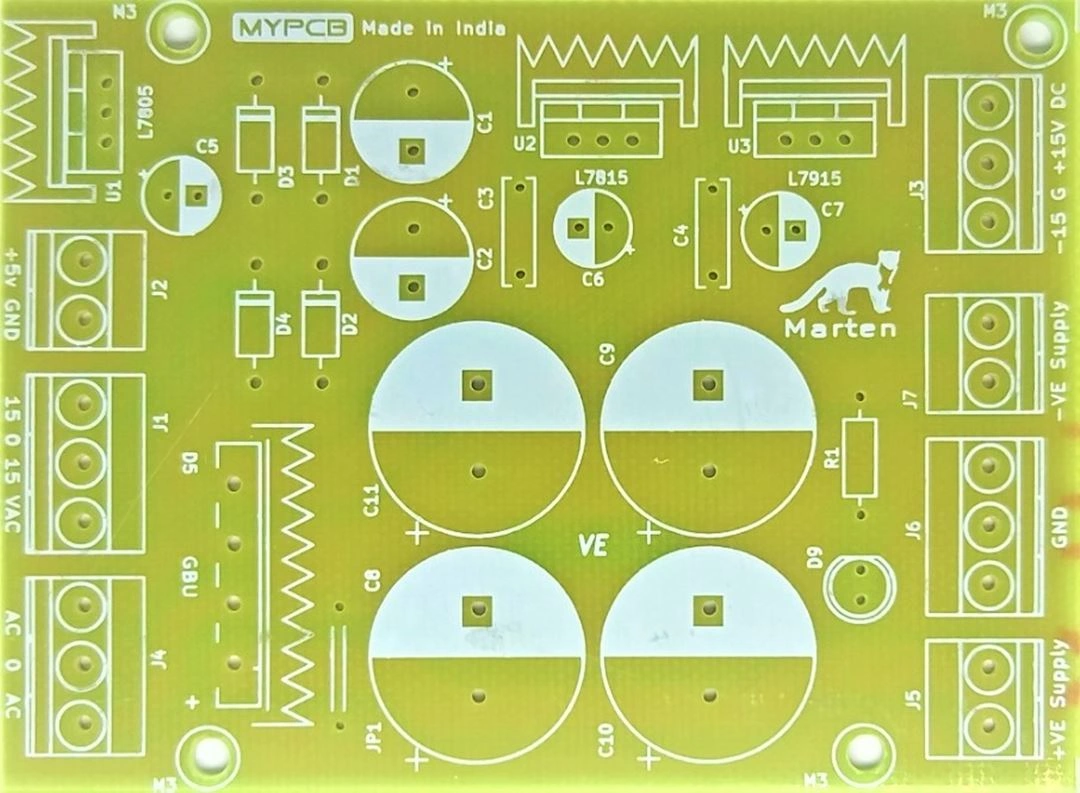 10A Unregulated &amp; 1.5A Regulated Multiuse Power Supply 4700uf x 4 Capacitors - PCB only-MARTEN_PCB