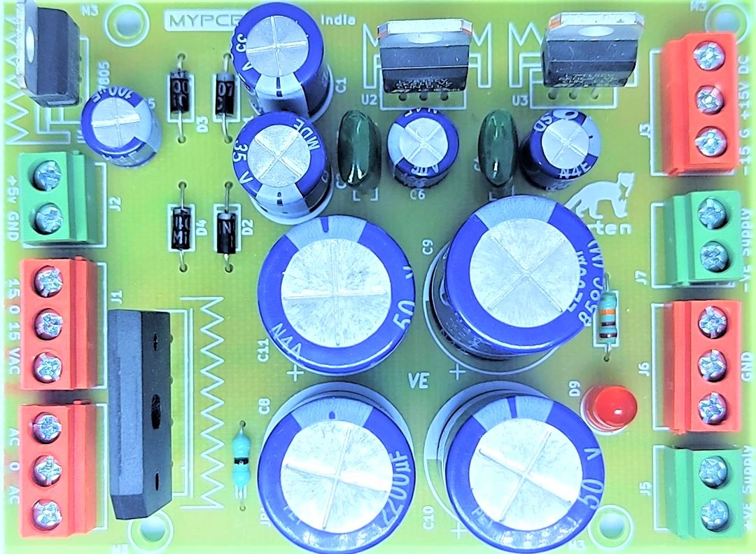 10A Unregulated &amp; 1.5A Regulated Multiuse Power Supply 2200uf x 4 Capacitors - Assembled Board-MARTEN_ASM