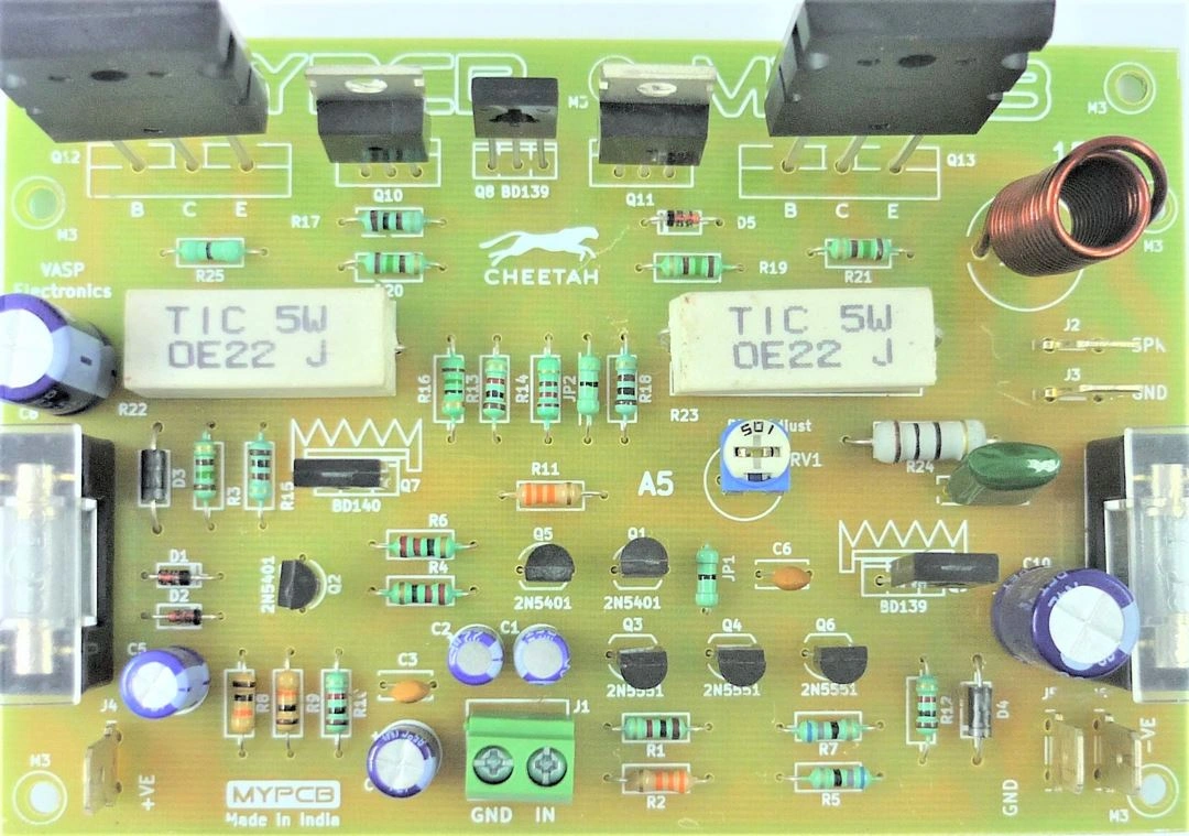 150 Watt Hifi Audio Amplifier using 2SC5200 NPN Power Transistors - Assembled Board-CHEETAASM