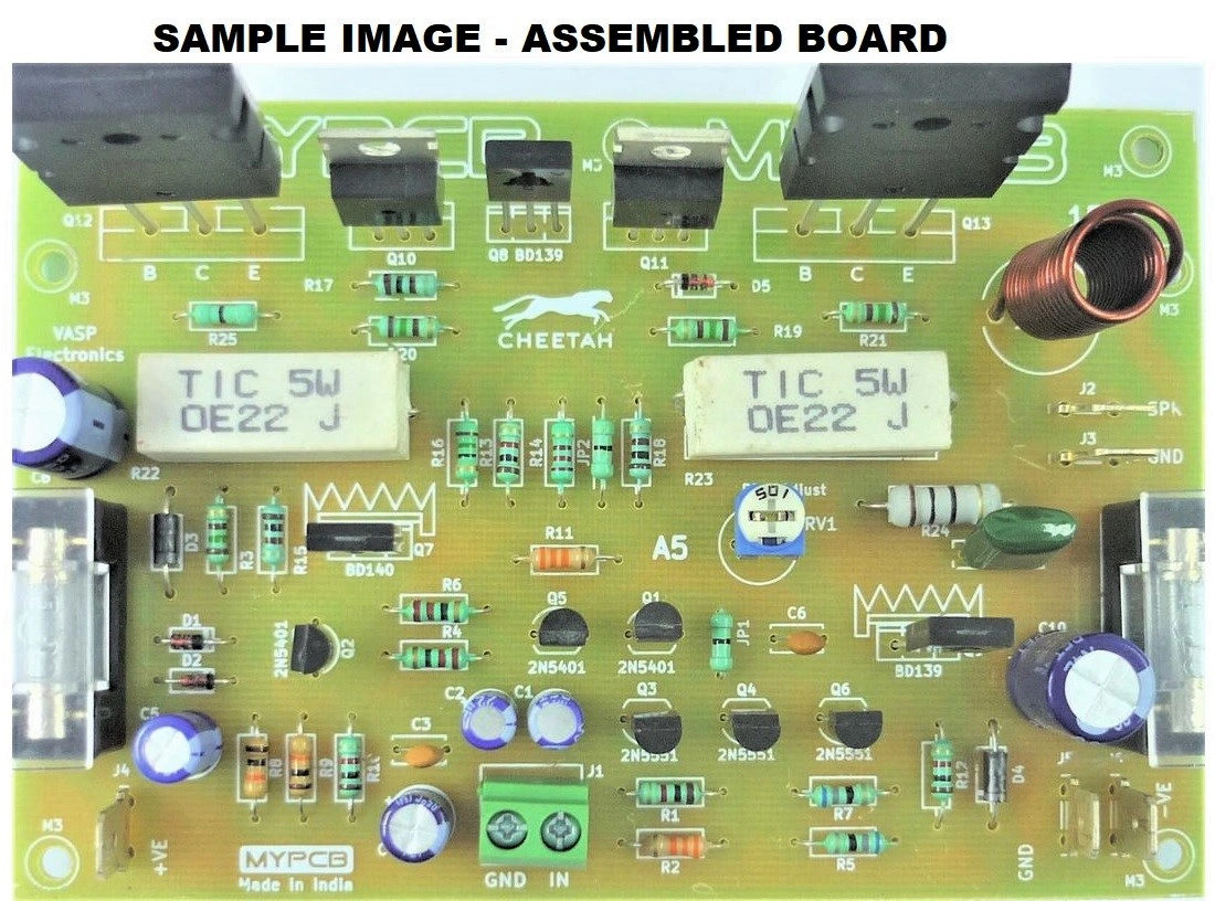 150 Watt Hifi Audio Amplifier Board using 2SC5200 / 2N3055 / 2N3773 NPN Power transistors - PCB Only-3