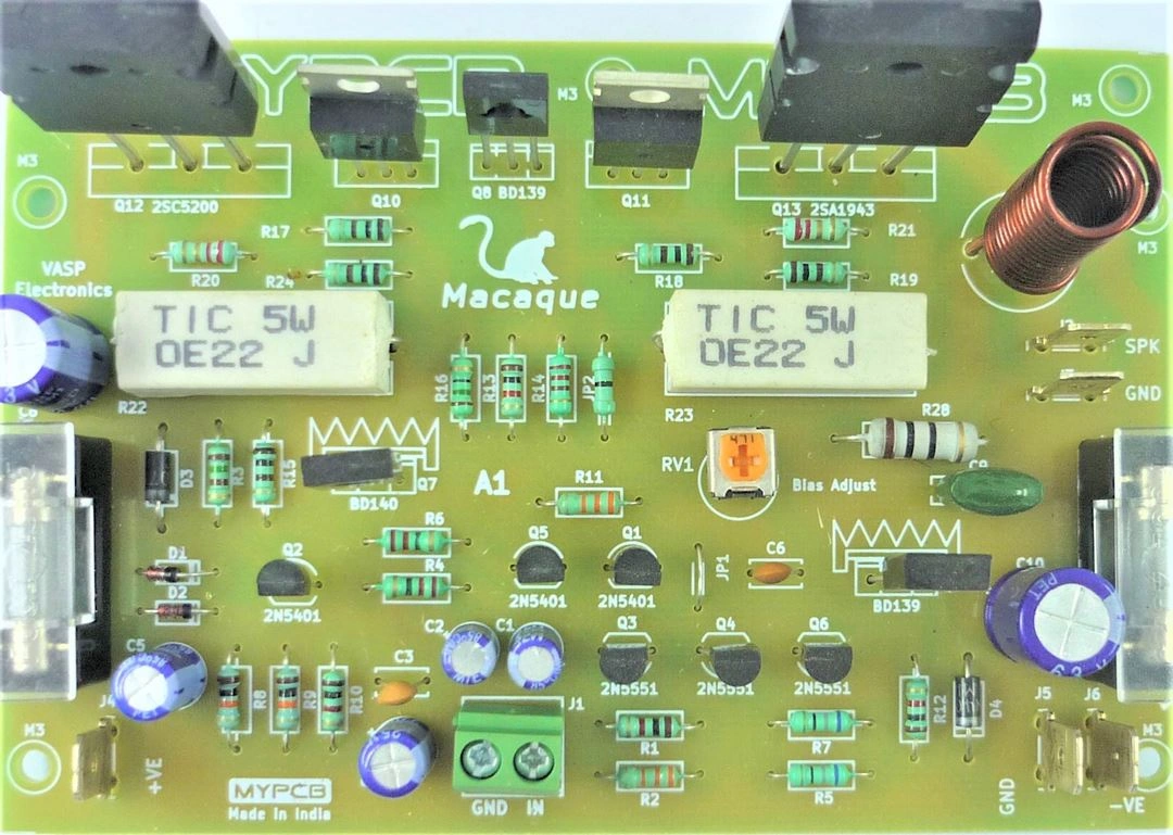 200 Watt Hifi Mono Amplifier Board using 2SC5200 2SA1943 Power transistors - Assembled Board-MACAQUE_ASM