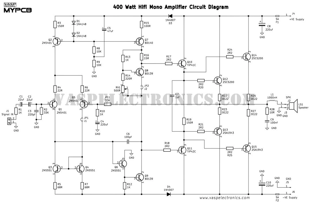 400 Watt Hifi Audio Amplifier using 2SC5200 2SA1943 Power Transistors - Easy to make Hobby Kit-2