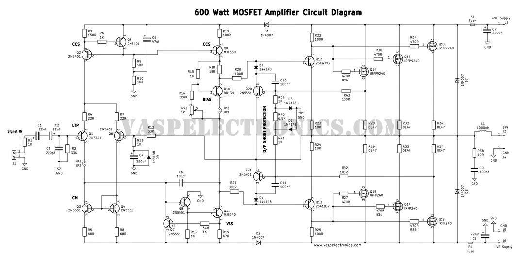 600 Watt Hifi Audio Amplifier Board using IRFP240 9240 Power Mosfets - Assembled Board-4