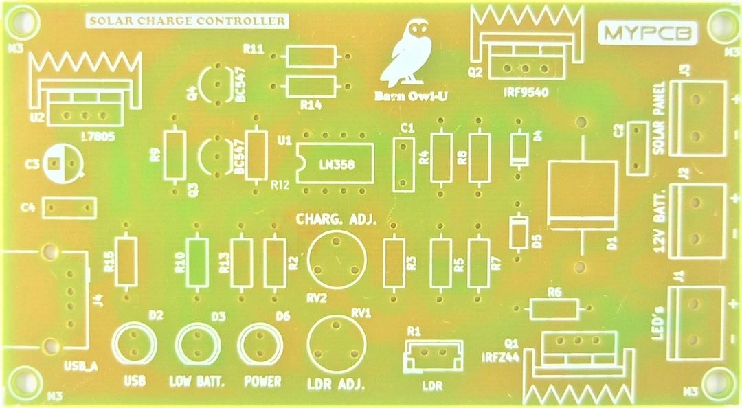 12 Volt 10 Ampere Solar Charge Controller / Charger with Dusk to Dawn function for Street Lights - PCB only-BARNY_U_PCB