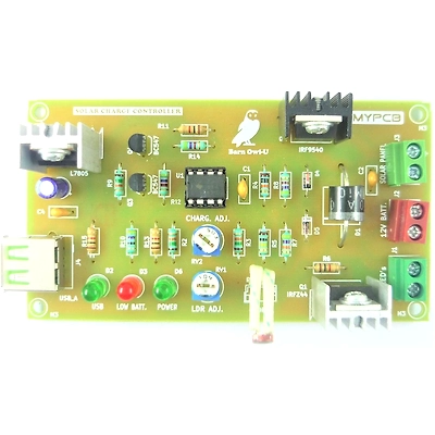 12 Volt 10 Ampere Solar Charge Controller / Charger with Dusk to Dawn Function for Street Lights with USB Port - Assembled Board