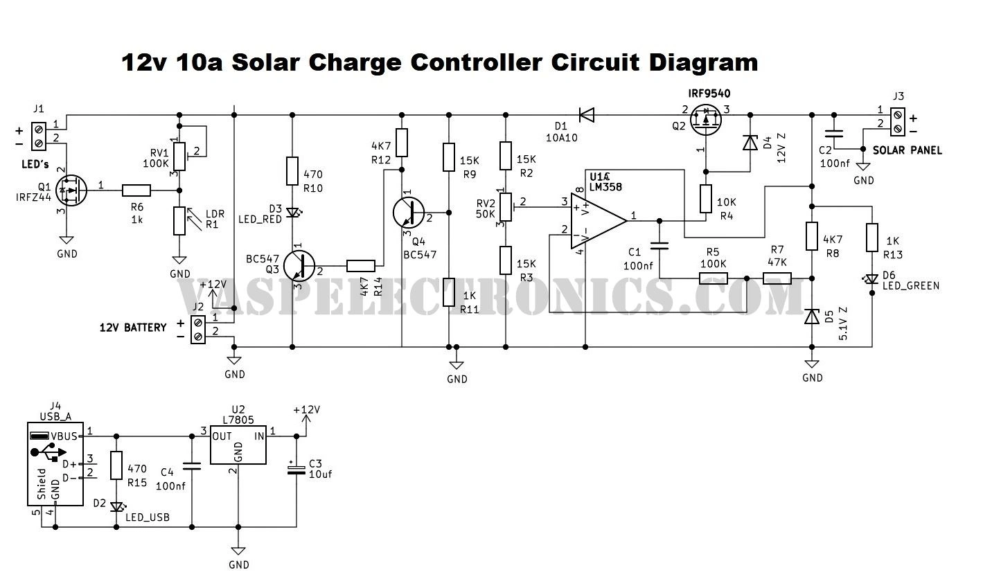 12 Volt 10 Ampere Solar Charge Controller / Charger with Dusk to Dawn function for Street Lights - PCB only-3