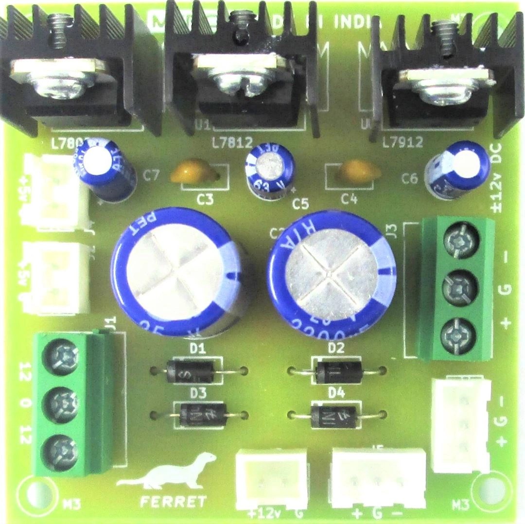 Compact +15v -15V +5v Regulated Low Noise Compact size Power Supply for Audio Applications - Assembled Board-1