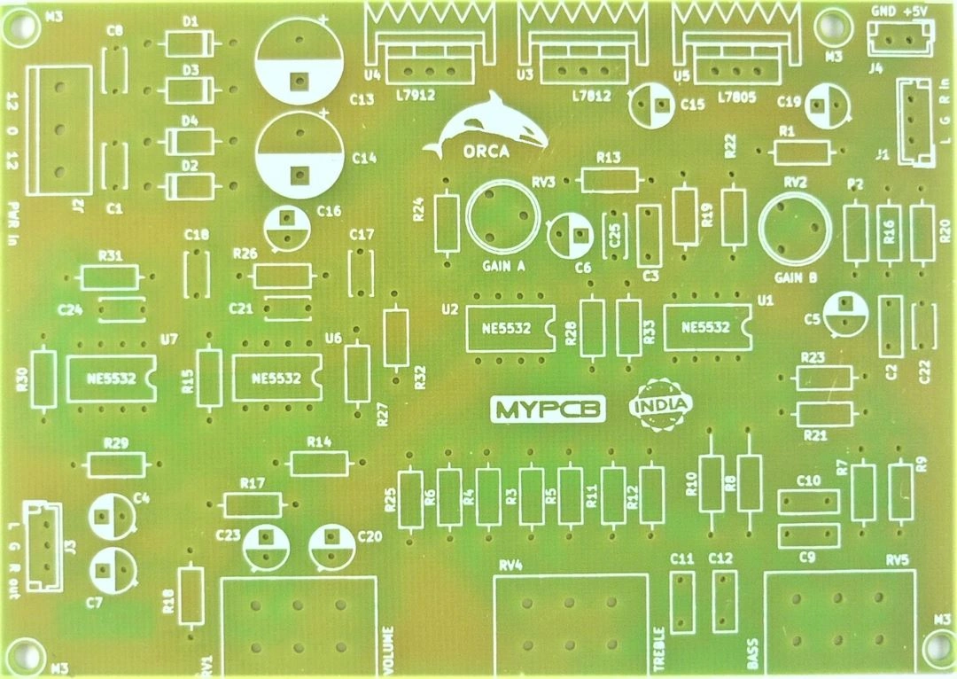 Hi-fi Stereo Bass Treble with Gain Control and Active Volume - PCB only-ORCA_PCB