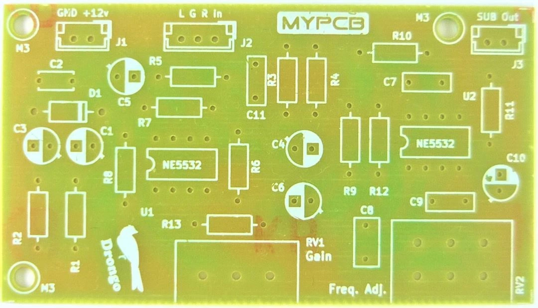 Subwoofer Low Pass Filter Board with High Gain &amp; Frequency Control - PCB only-DRONGO_PCB