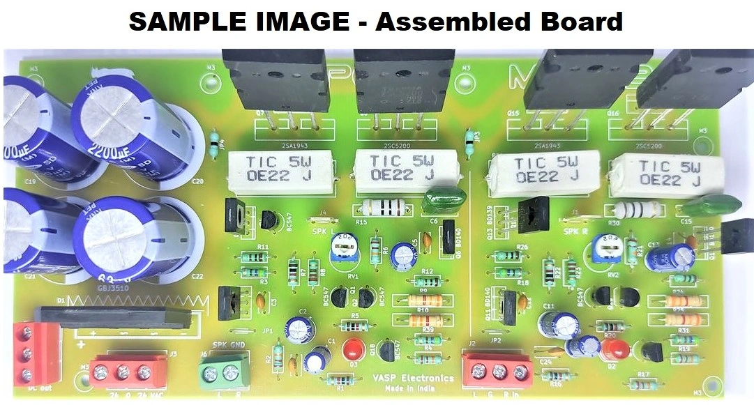 100 + 100w Stereo Amplifier Board using 2SC5200 2SA1943 Transistors - PCB only-3