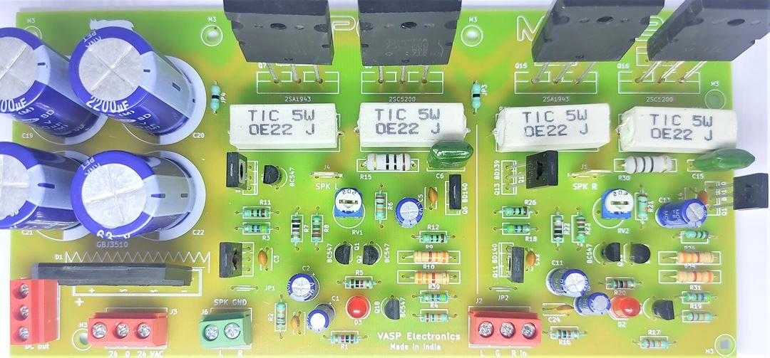 100 + 100w Stereo Amplifier Board using 2SC5200 2SA1943 Transistors - Assembled Board-CARACAL_ASM