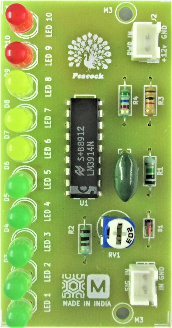 LM3914 LM3915 10 LED VU Meter Sound Level indicator - Assembled Board-PEACOCK_ASM