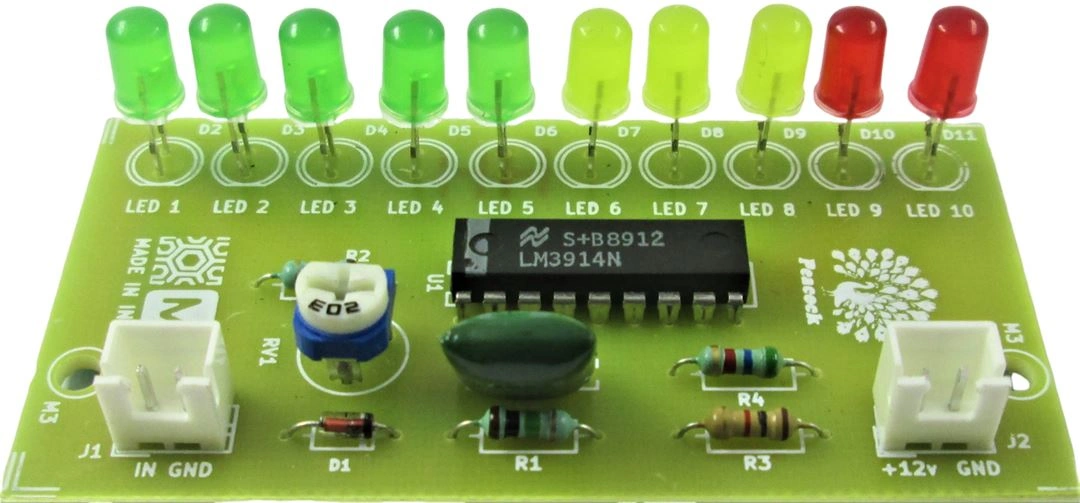 LM3914 LM3915 10 LED VU Meter Sound Level indicator - Assembled Board-1
