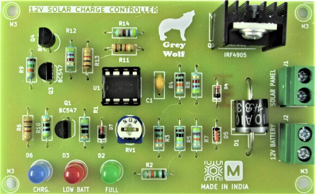 12 Volt 100 Watts Compact Solar Charger / Charge Controller - Assembled Board-GREY_WOLF_ASM