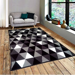 geometric modern triangle anti-slip carpet rug, grey & black (100x150cm)
