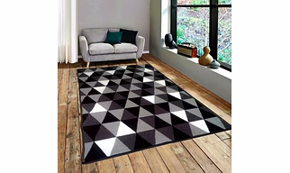 Geometric Modern Triangle Anti-Slip Carpet Rug, Grey & Black (100x150cm)