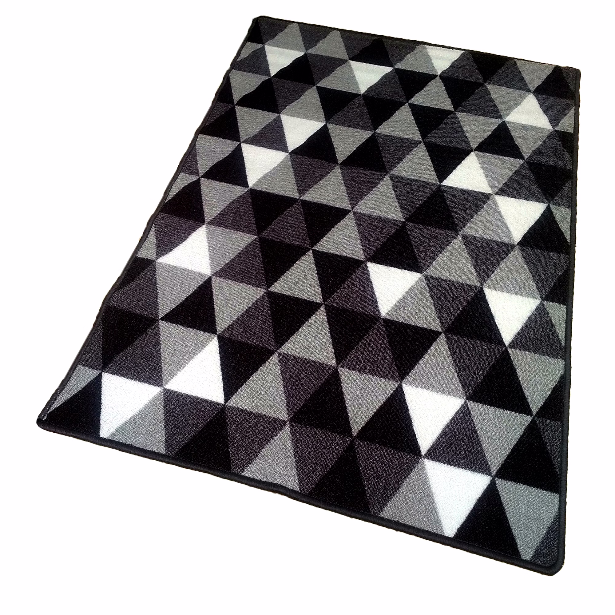 Geometric Modern Triangle Anti-Slip Carpet Rug, Grey & Black (100x150cm) image 2