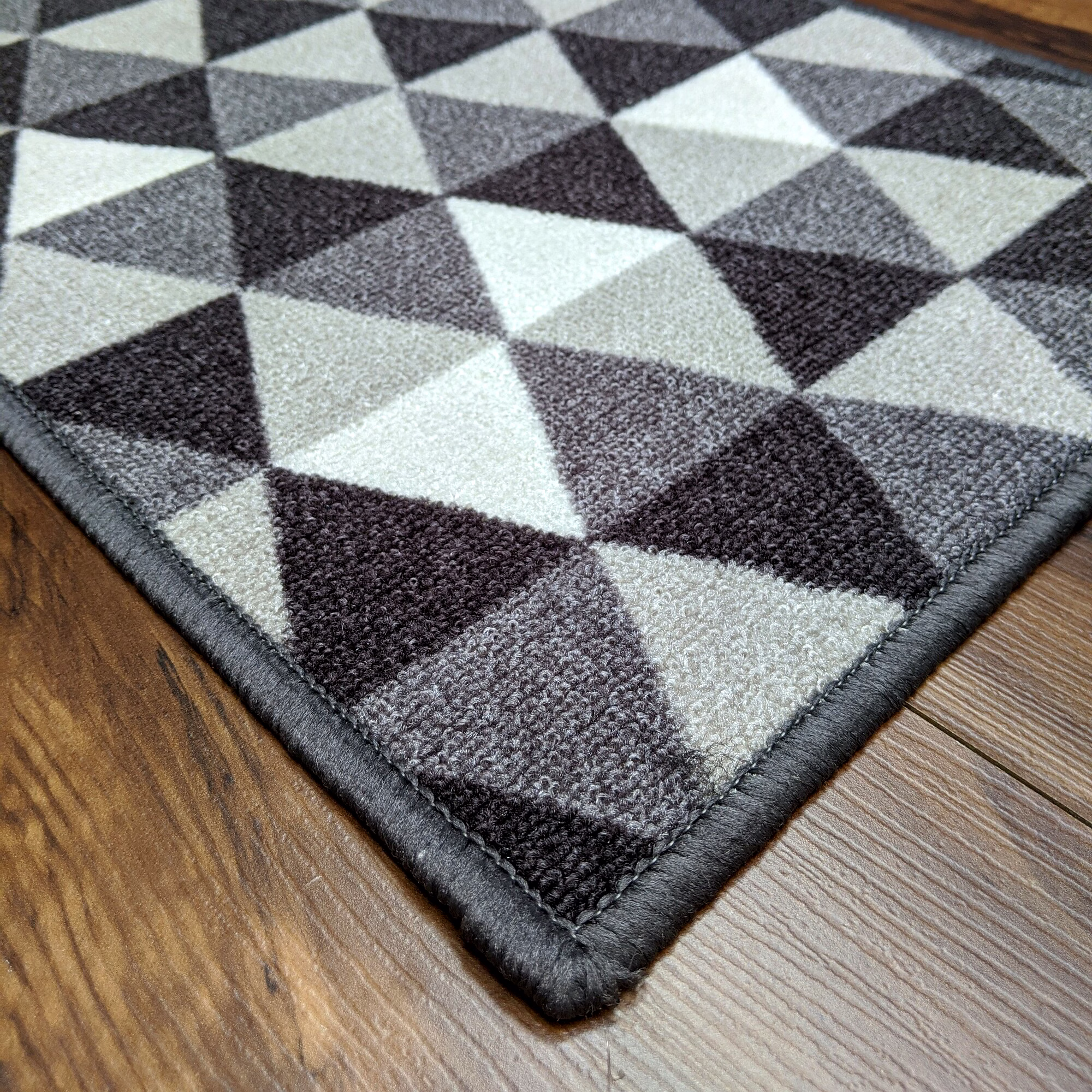 Geometric Modern Triangle Anti-Slip Carpet Rug, Grey & Black (100x150cm) image 4