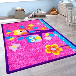 matz and more kids owls in pink sky anti-slip carpet rug (100x150cm)