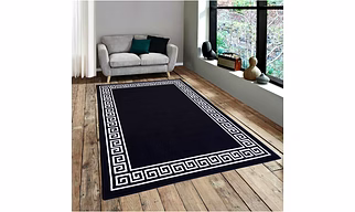 Greek Single Line Anti-Slip Rug Black (100x150cm)