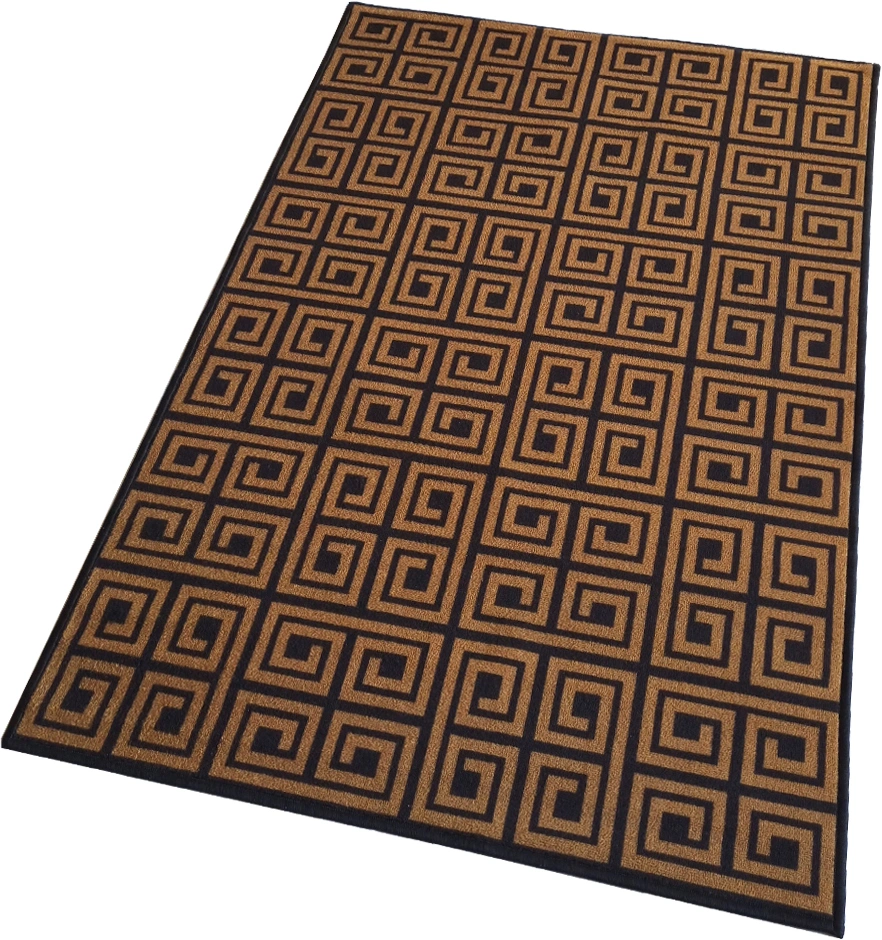 Greek Symmetric key Anti-Slip Carpet Rug, Brown (100x150cm)-2