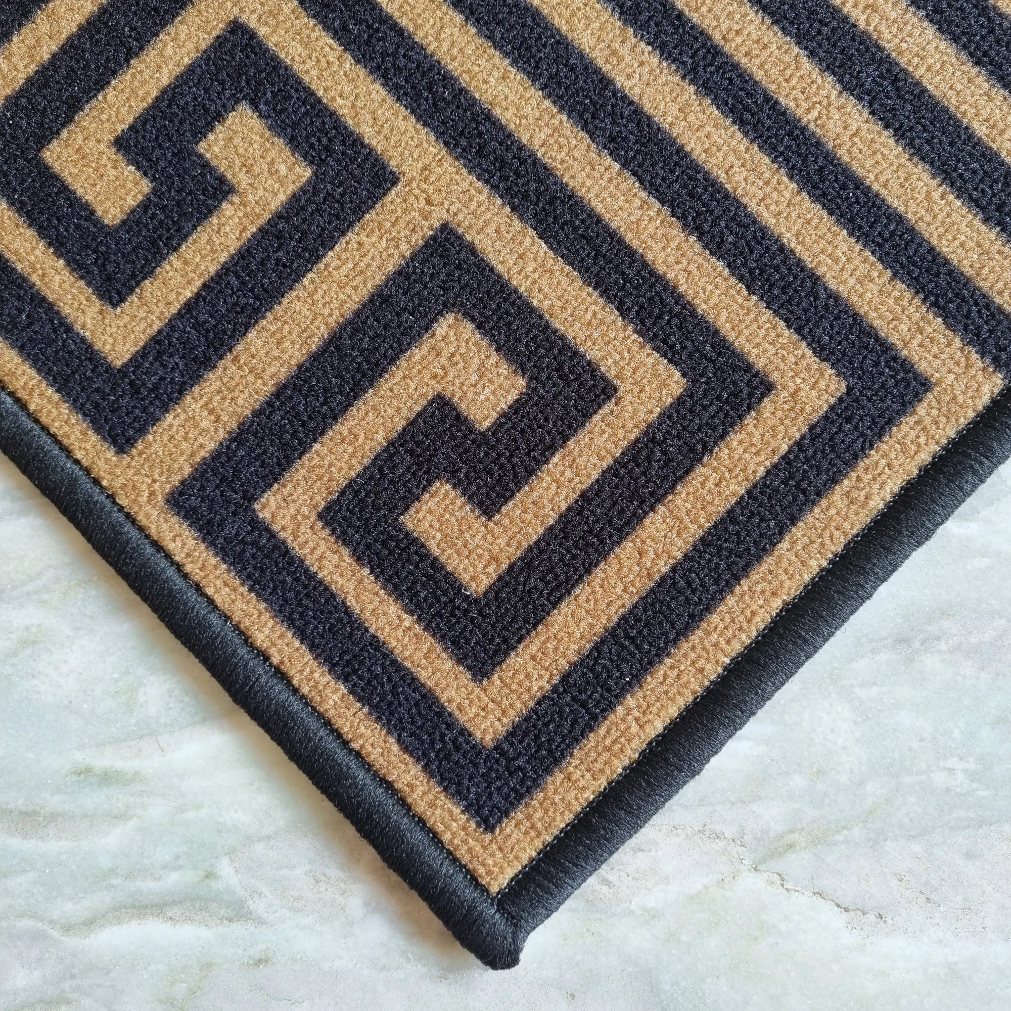 Greek Symmetric key Anti-Slip Carpet Rug, Brown (100x150cm)-4