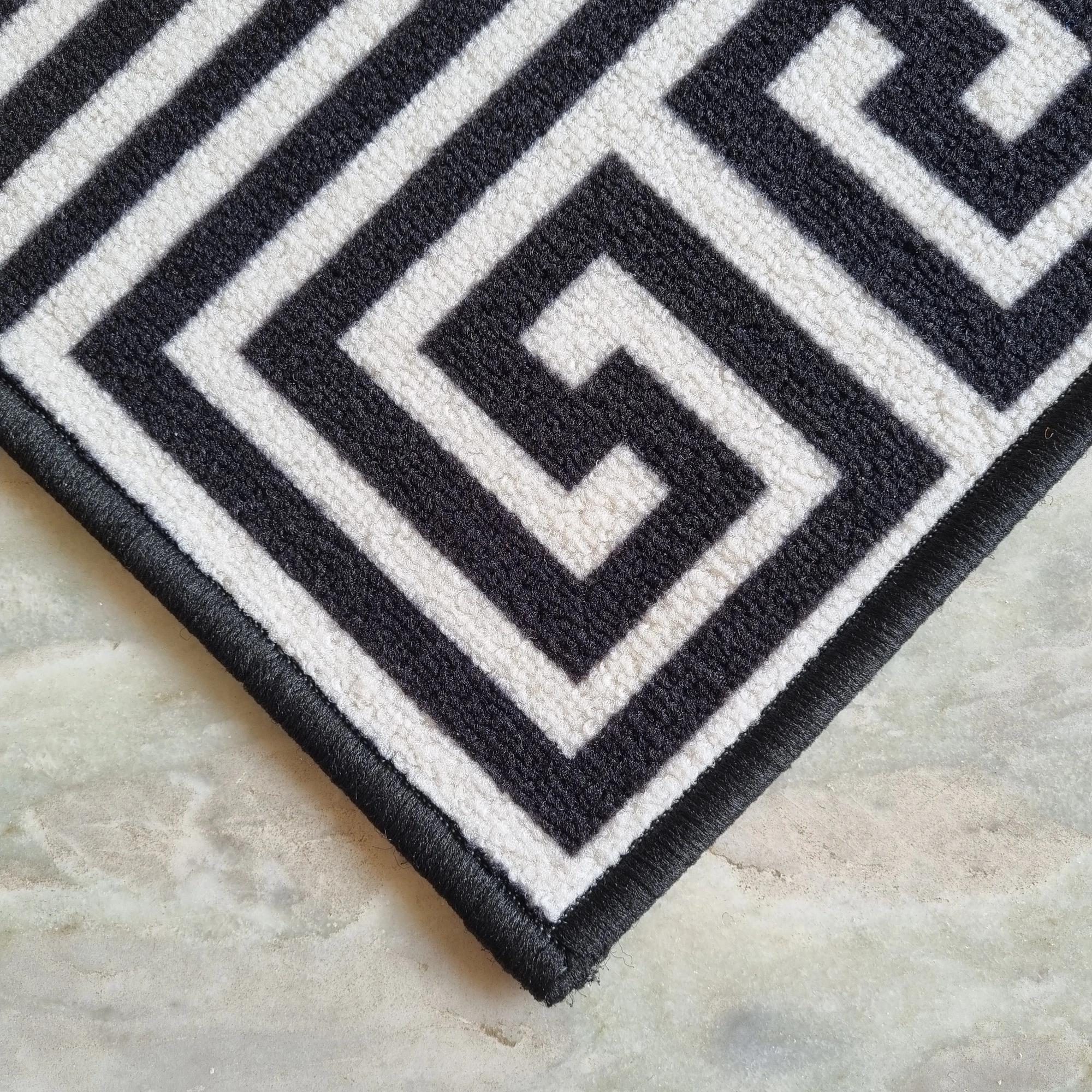 Greek Symmetric key Anti-Slip Carpet Rug, Black White (100x150cm)-2