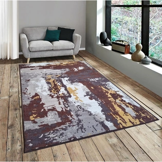 Abstract Utopica Anti-Slip Carpet Rug, Brown (100x150cm)