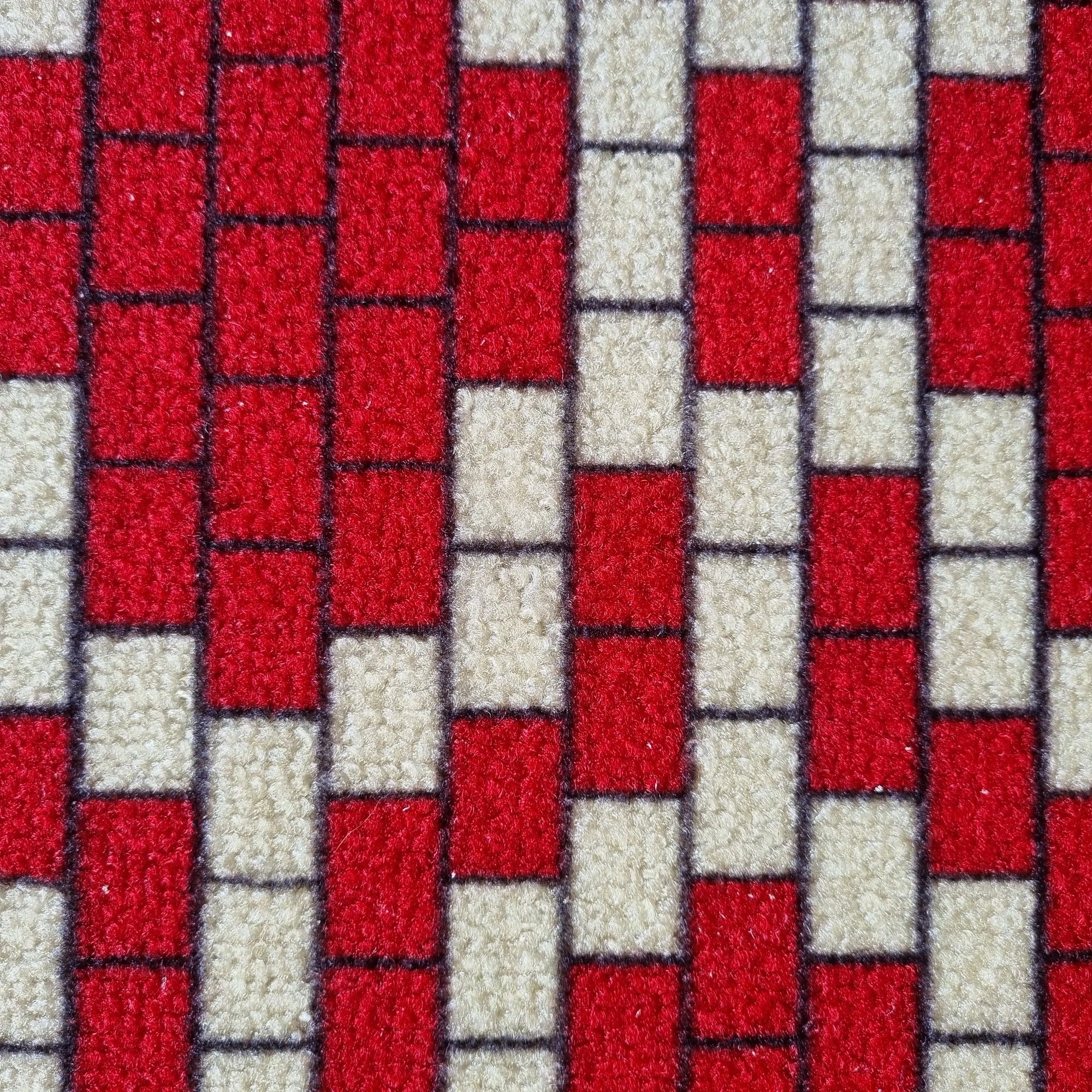 Pattern Anti-Slip Runner Floor Mat, Red Brick Motif-Red-100% Nylon Tufted Loop Pile-744-5