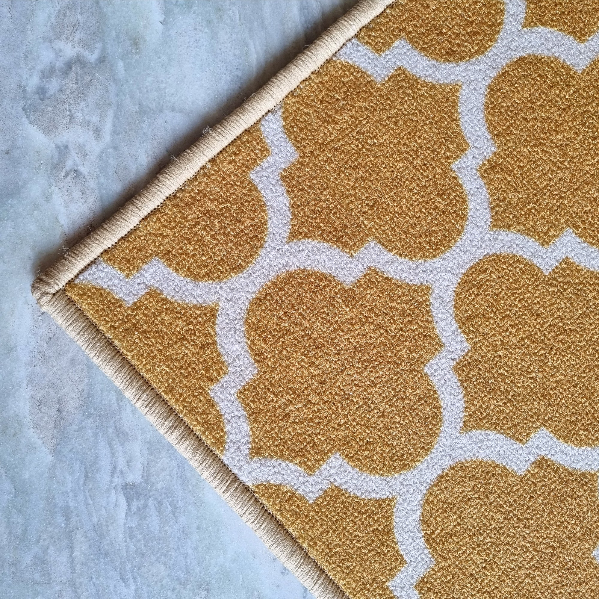 Islamic trellis Anti-Slip Floor Mat & Runner, Yellow (Set of 2) image 6