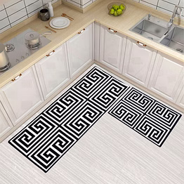 matz and more greek symmetric key anti-slip floor mat & runner, black (set of 2)
