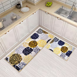 matz and more floral circle tree anti-slip floor mat & runner, beige (set of 2)
