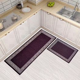 matz and more greek single line anti-slip floor mat & runner, brown (set of 2)