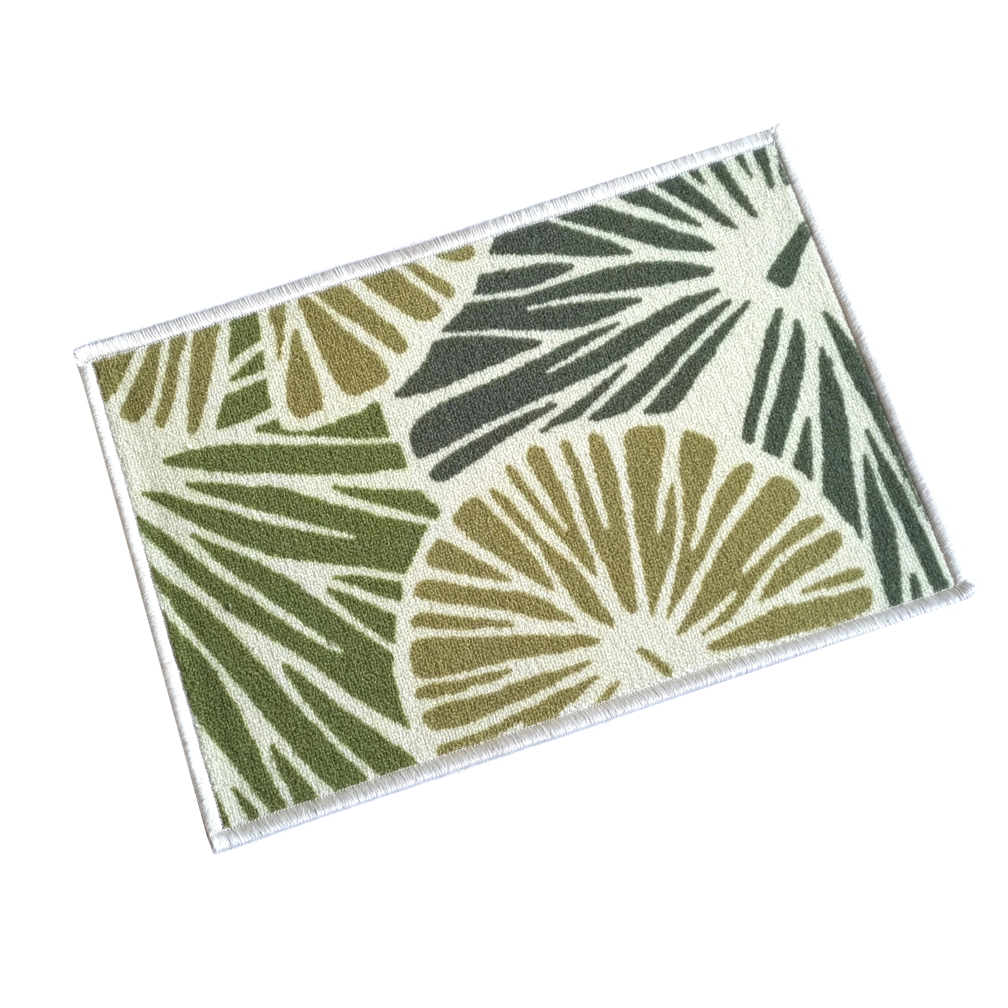 Floral Lotus Leaf Anti-Slip Floor Mat (40x60cm)-Green-100% Nylon Tufted Loop Pile-0.3kg/300g-1